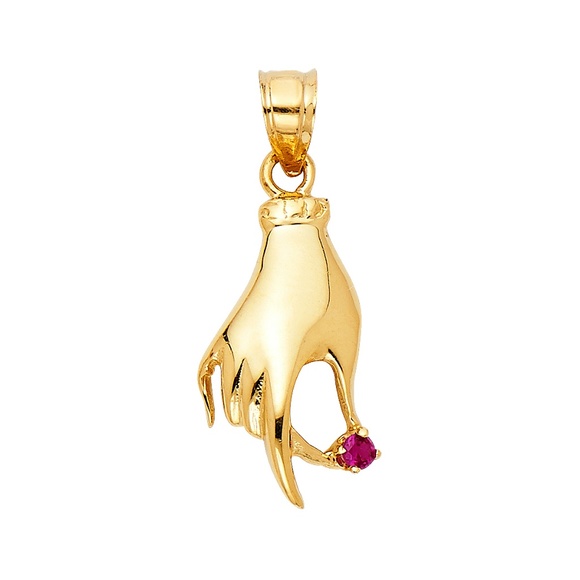 14K Yellow GoldCZ Ladies Hand Pendant